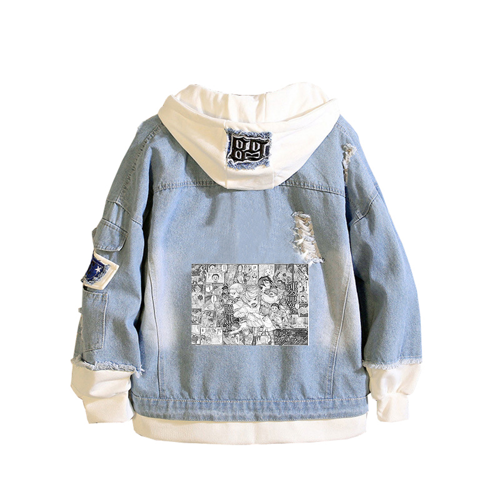 Embroidery Jacket Jeans - The Promised Neverland Anime Kot Ceketler