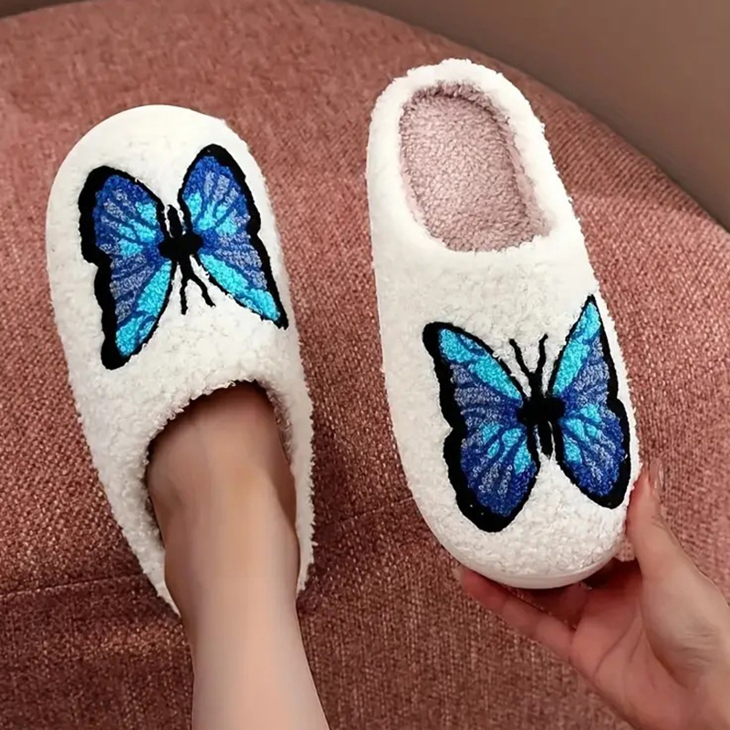 Embroidery Designer - SHAJI Unisex Tüylü Pamuklu Terlikler, Sevimli