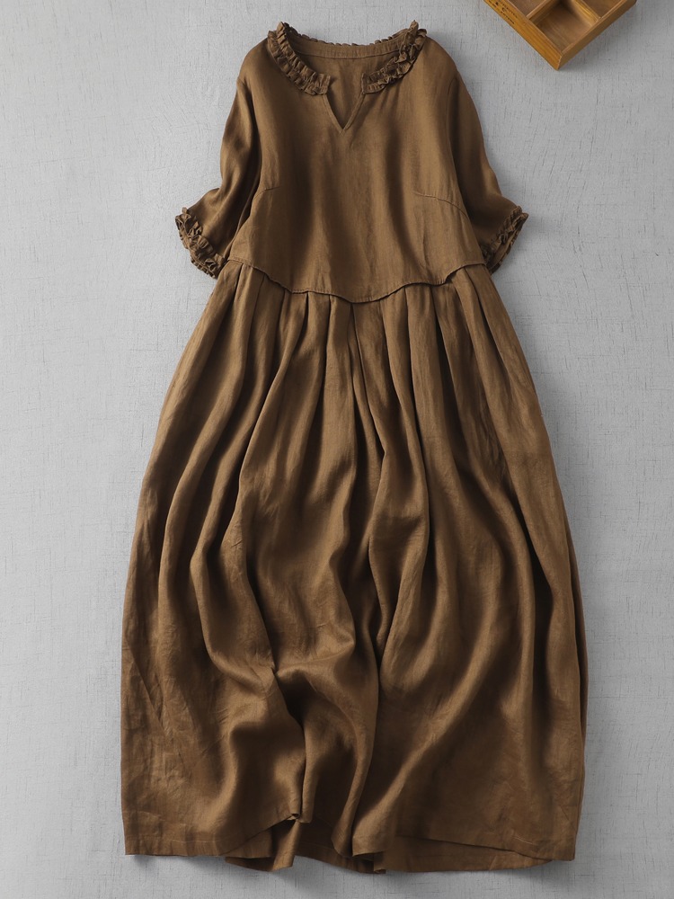 Linen Fabric Natural - Japon Sle Saf Renkli Keten Dr