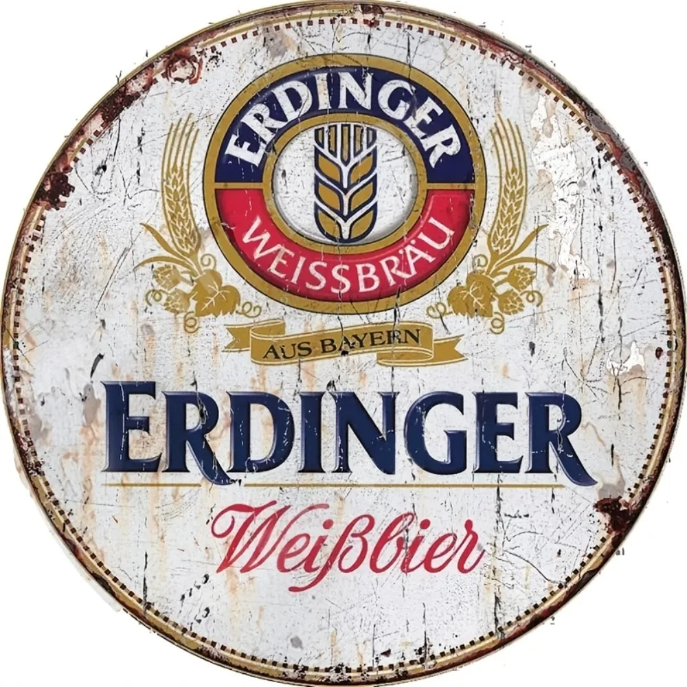 Embroidery Water - Erdinger Bira Vintage Yuvarlak Alüminyum Tabela