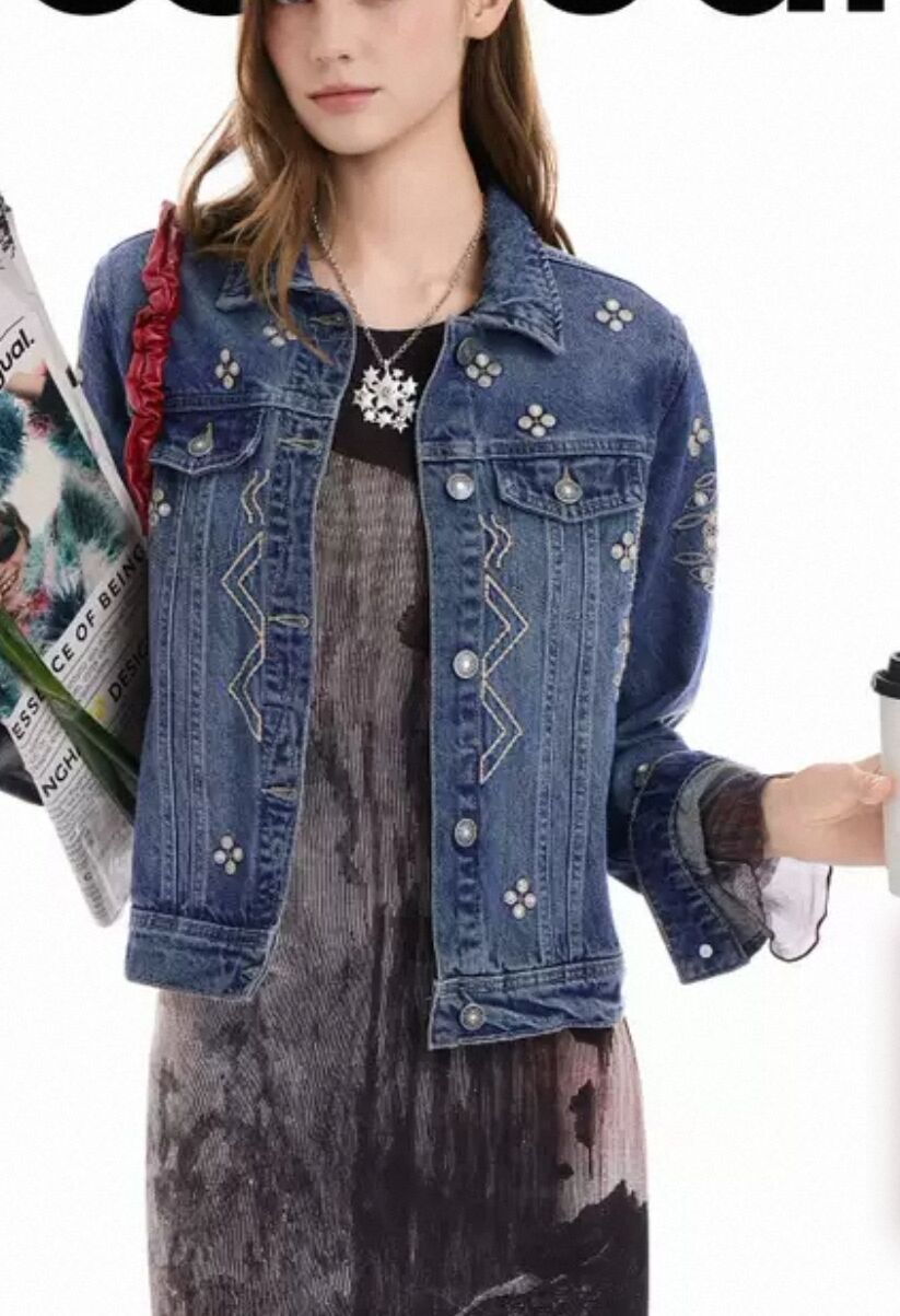 Embroidery Jacket Jeans - Dış ticaret İspanya yeni nakış çiçekleri