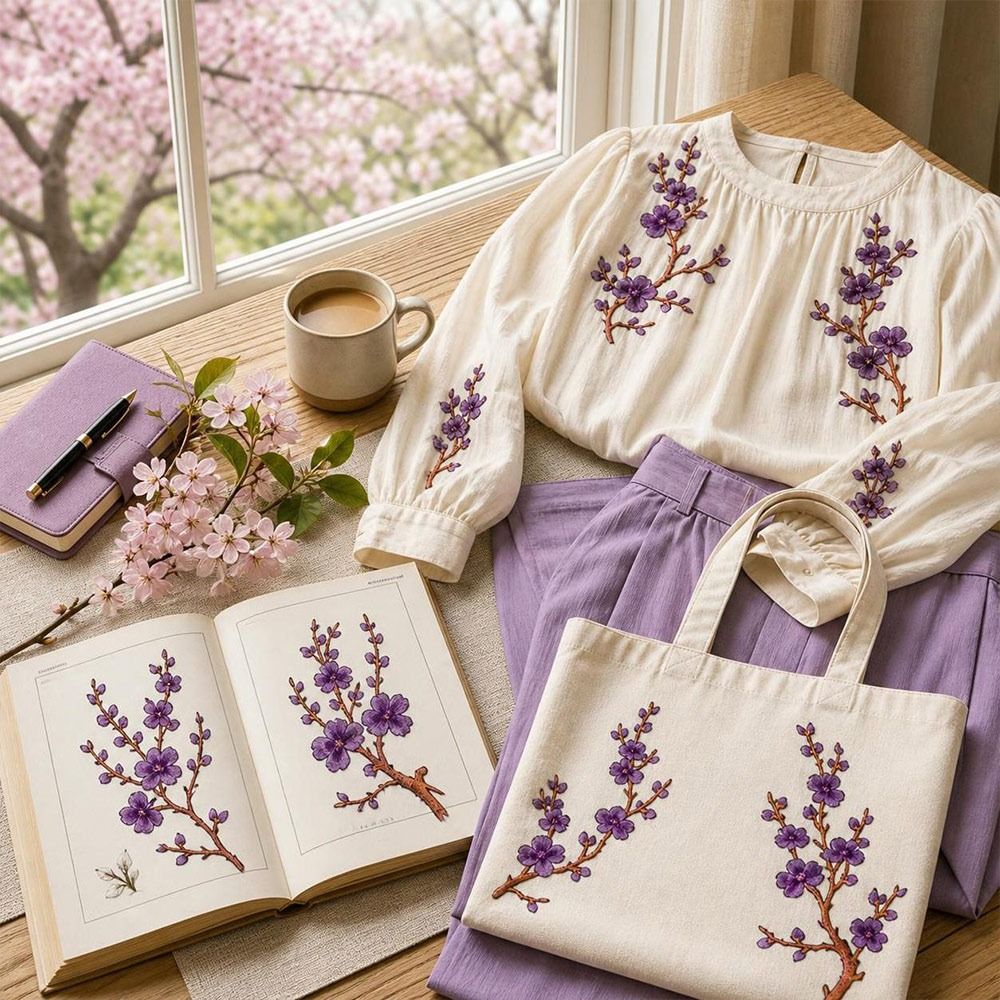 Embroidery Patches - Kendin Yap Kiraz Çiçeği Ütüyle Yapışan