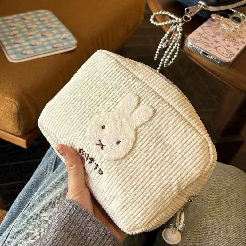 Embroidery Wallet - Miffy Kawaii Kadife Kozmetik Çantası Büyük