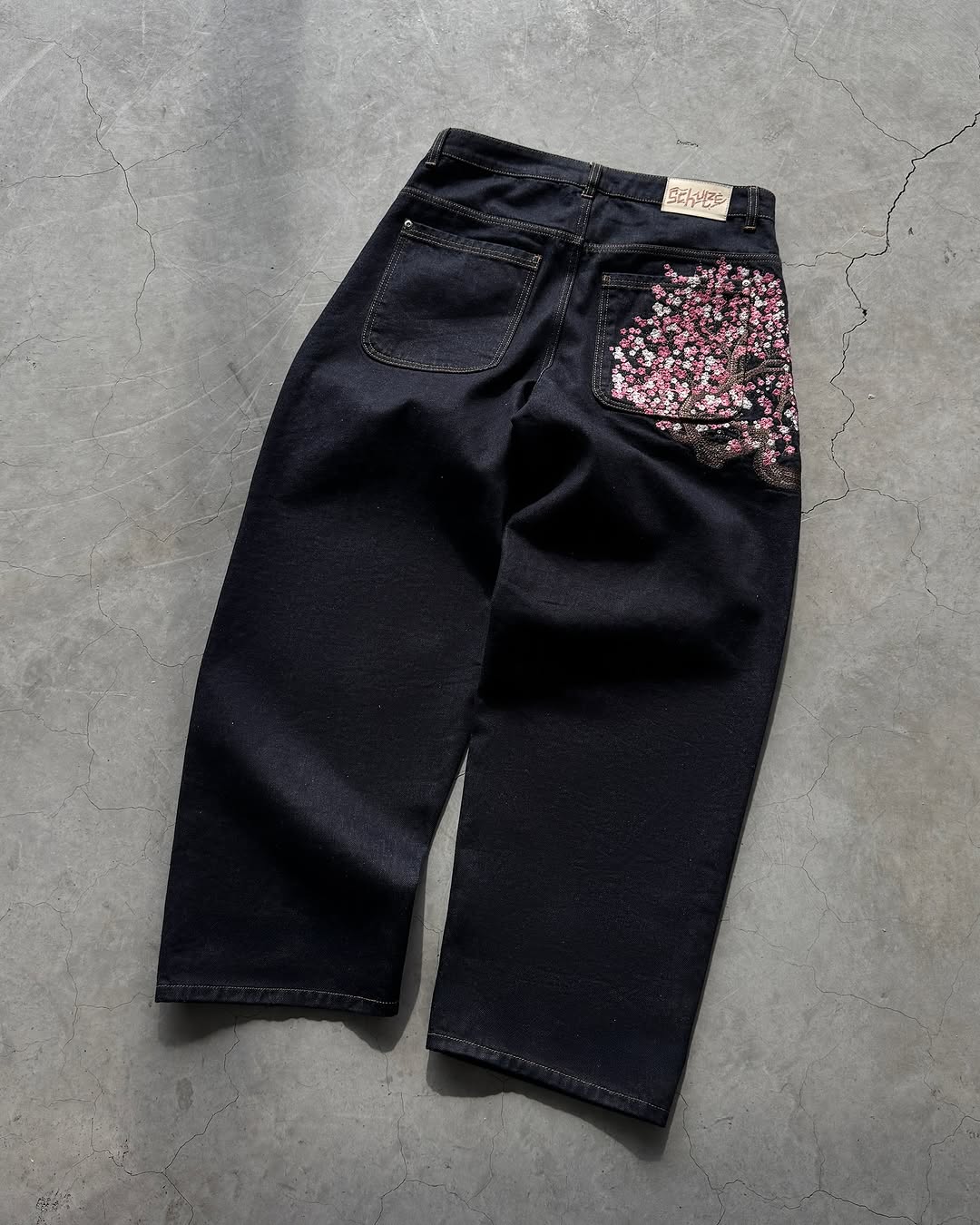 Embroidery Jeans Sakura - Erkek Kot Pantolon Sakura Nakışlı Dar