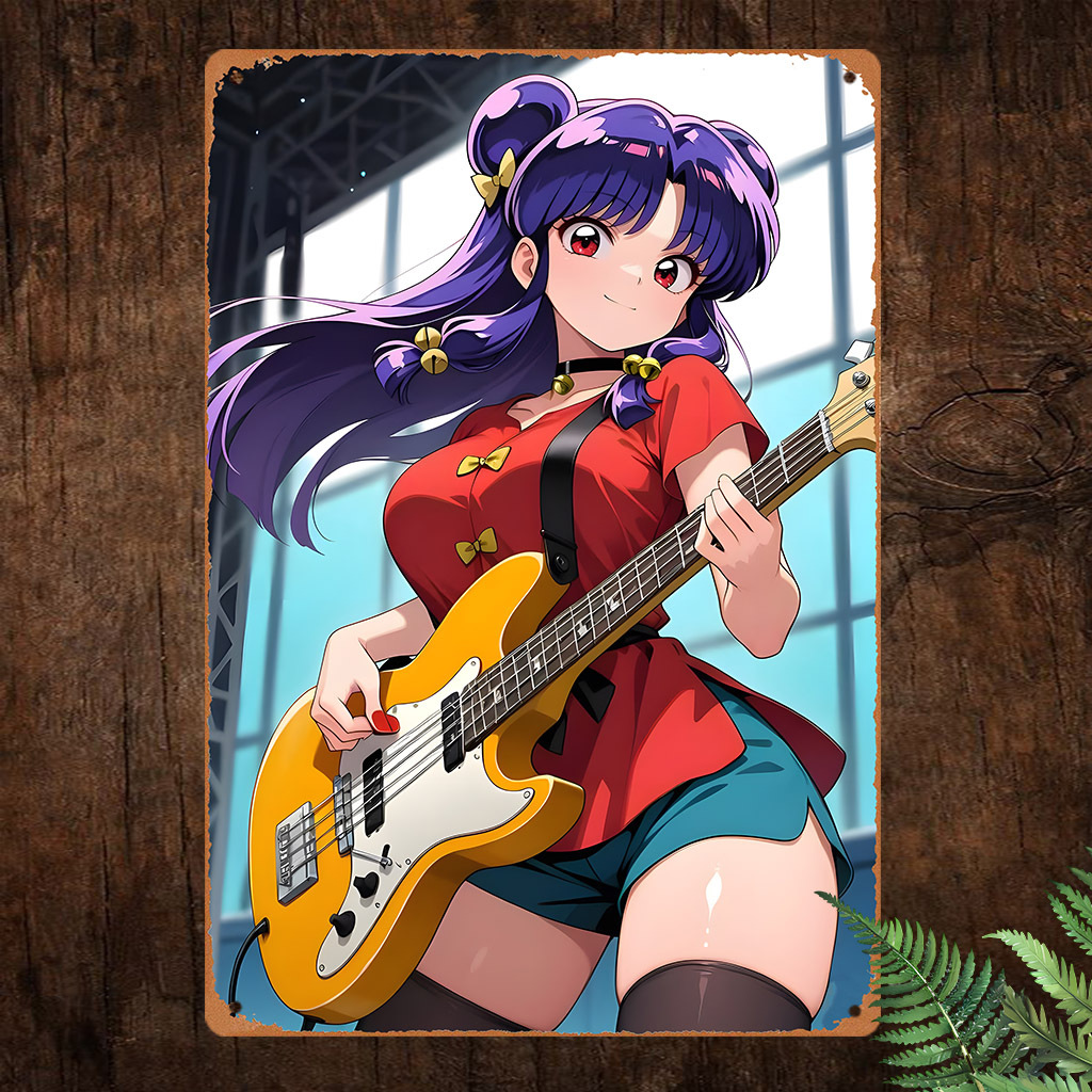 Embroidery Water - Vintage Anime'den Esinlenen Gitar Kızı Metal