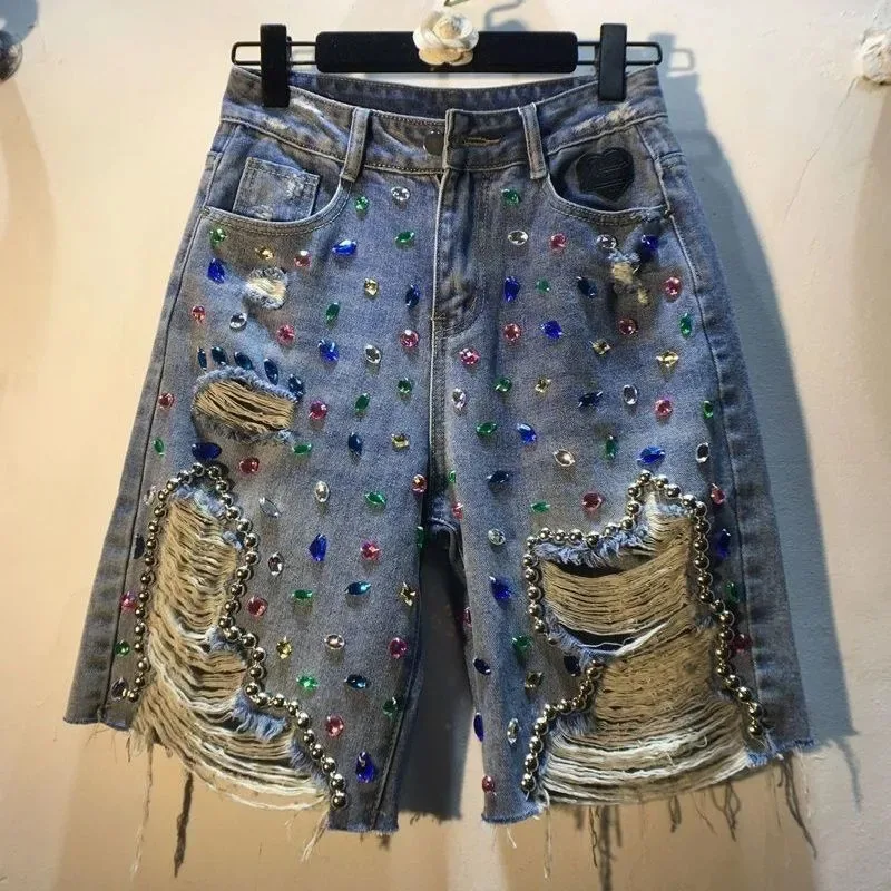 Embroidery Jeans Sakura - 2025 Yaz Kısa Pantolon Yüksek Bel