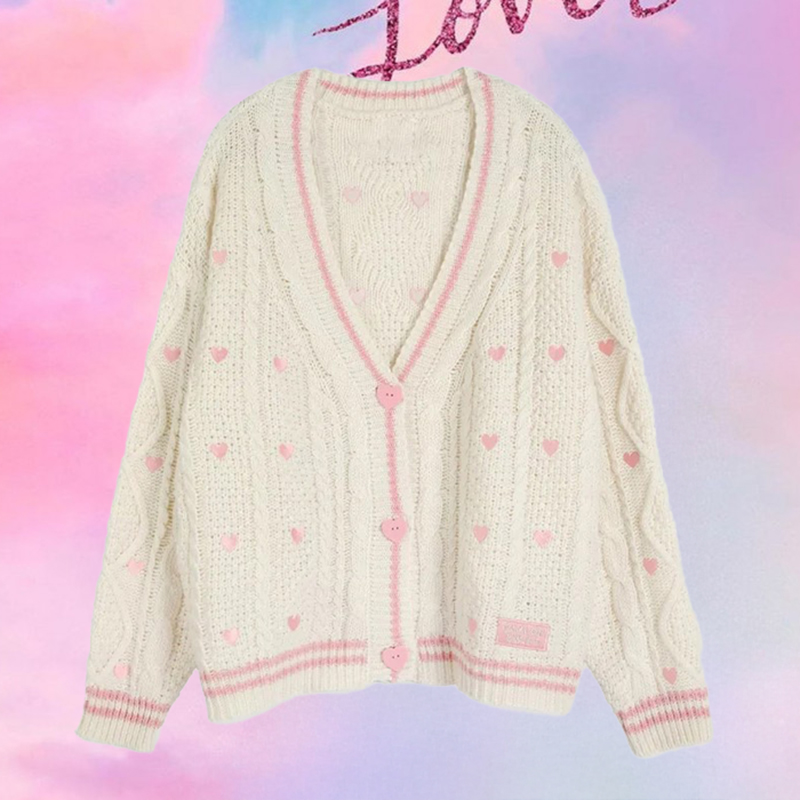 Embroidery Lovers - Pembe Kalp Düğmeli Nakış Yamalı Lover