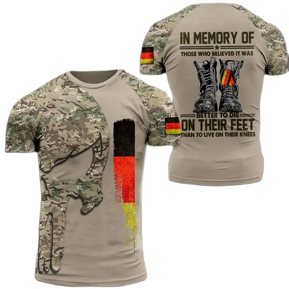 Embroidery World - Almanya askeri kamuflaj grafik T Shirt