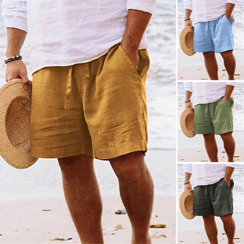 Linen Fabric Natural - 2024 yeni erkek's pamuk keten şort