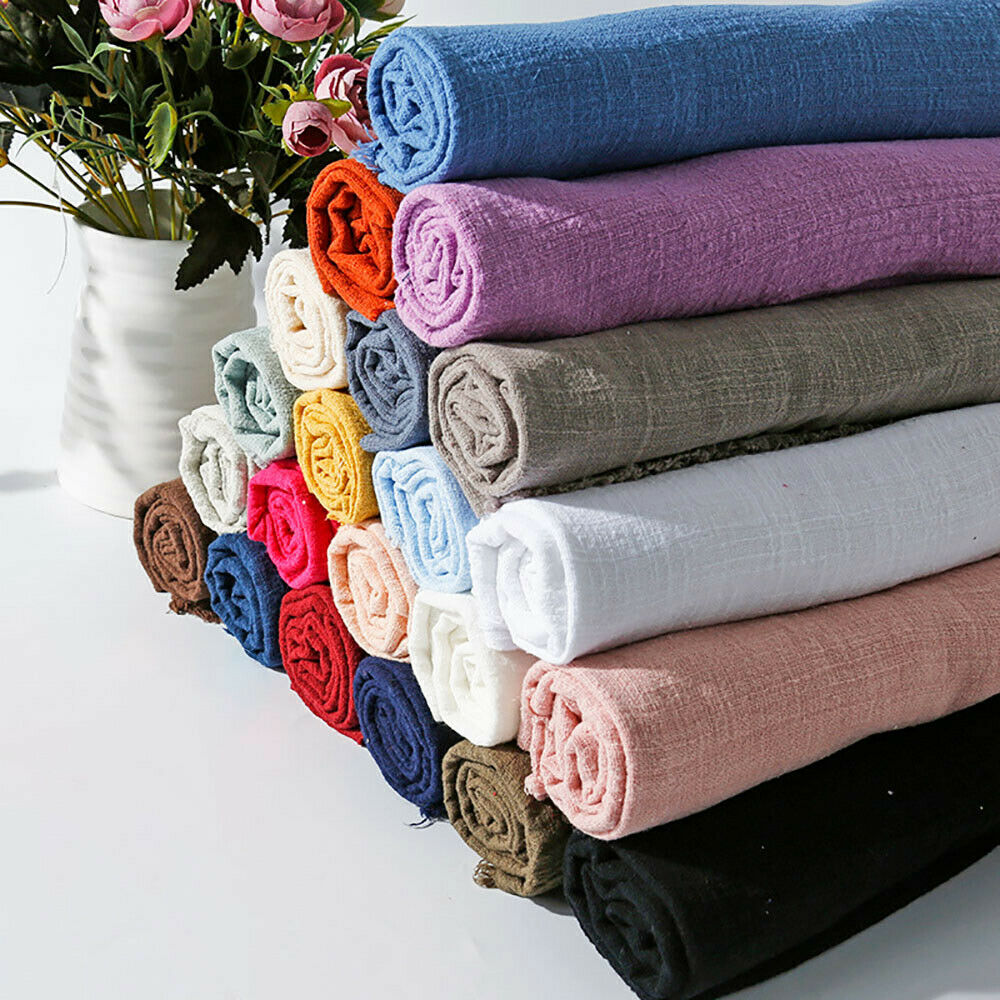 Linen Fabric Natural - Renkli İnce Keten Pamuk Krep Slub