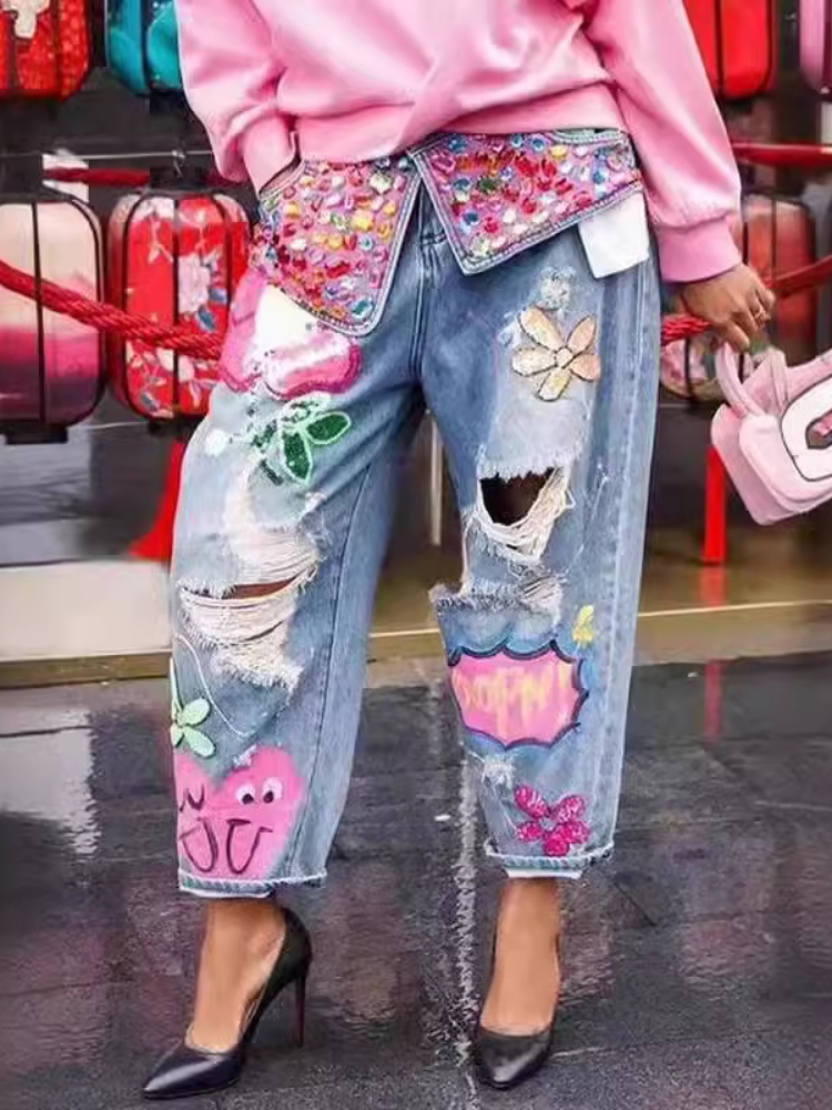 Şık Kadın Bahar Çiçek Nakış El - Embroidery Jeans Sakura incelemesi ve fiyatı