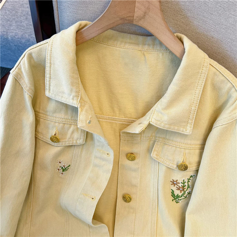 Kore Vintage Çiçek Nakış Sarı  - Embroidery Jacket Jeans incelemesi ve fiyatı