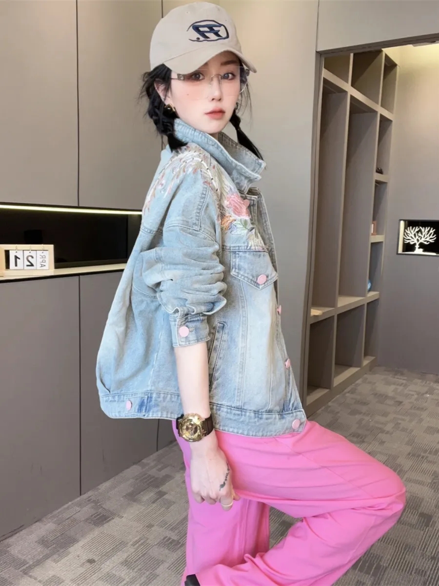 İlkbahar Sonbahar Kısa Denim C - Embroidery Jacket Jeans incelemesi ve fiyatı