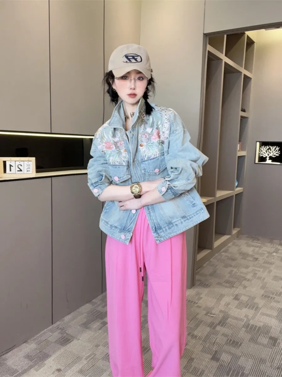 İlkbahar Sonbahar Kısa Denim C - Embroidery Jacket Jeans incelemesi ve fiyatı