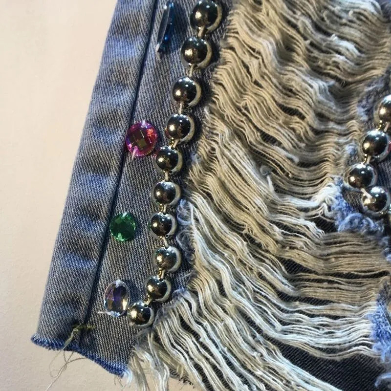 2025 Yaz Kısa Pantolon Yüksek  - Embroidery Jeans Sakura incelemesi ve fiyatı