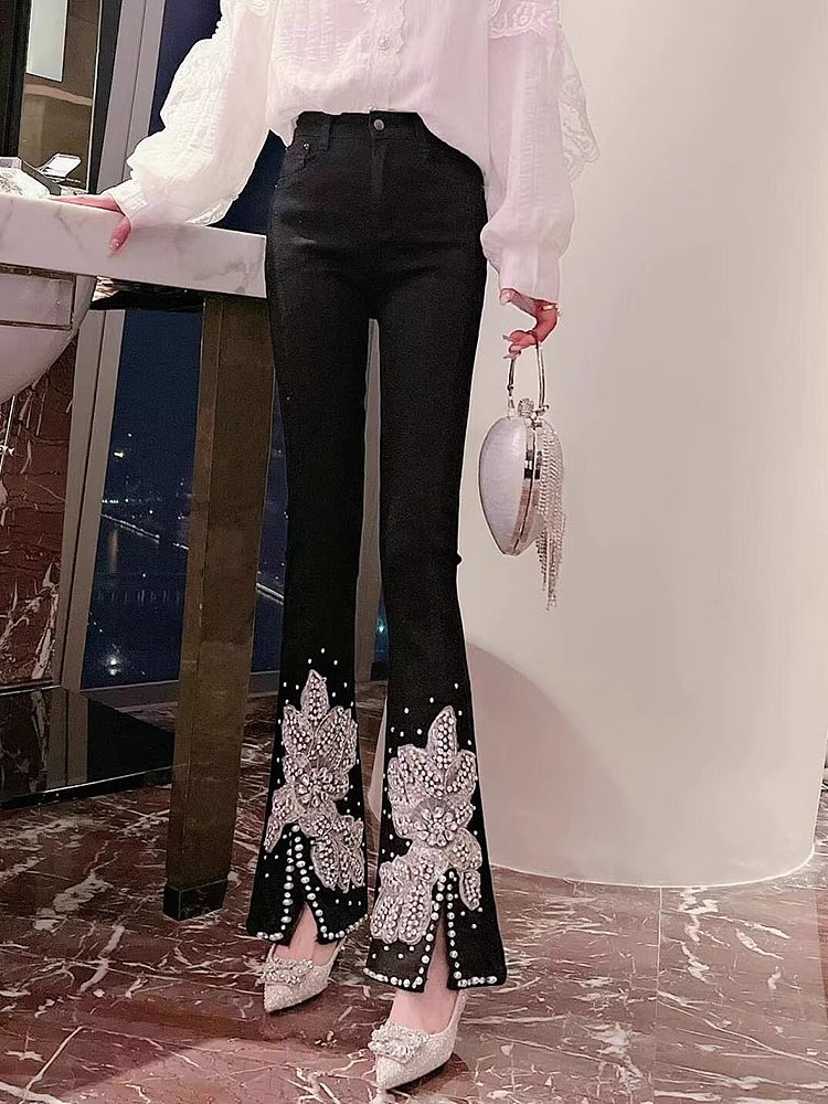 Kadınlar Yüksek Bel Kot Çiçek  - Embroidery Jeans Sakura incelemesi ve fiyatı