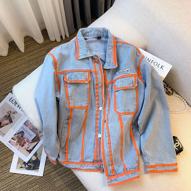 Retro Kadın Çizgili Graffiti K - Embroidery Jacket Jeans incelemesi ve fiyatı